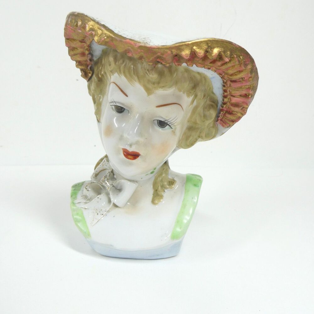 Lady Head Vase Planter Semco Japan Vintage Porcelain 5"